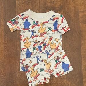 Hanna Andersson Kids Pajama Set - Cream with Multicolor Print